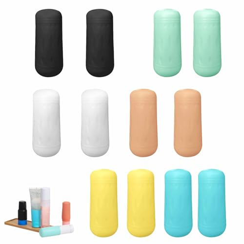 Lot de 12 Manchons Anti-fuites en Silicone Housses Silicone Fuite | pour Flacons de Voyage Accessoires De Voyage Pour Bouteilles pour Shampooing Gel et Lotion