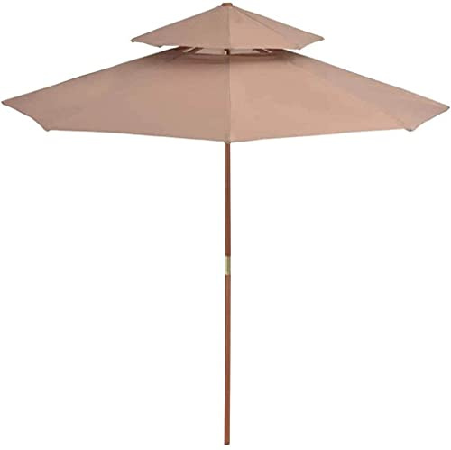 DX26TS Parasols Parasol Taupe Patio Outdoor Cantilever Garden Double Top Offset Hanging Umbrella 210616