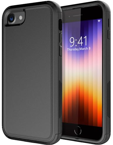 CASELIVE Designed for iPhone SE Case, iPhone 7 8 case, Heavy Duty Shockproof Shock-Resistant Cases for Apple iPhone 7 8 iPhone SE 2022/2020 Release Black