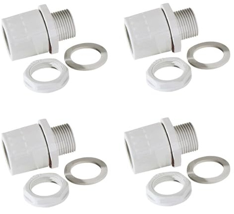 Set 4 pezzi - Raccordo Stagno Tubo Scatola 20mm IP65 con Dado Passo Metrico - Grigio