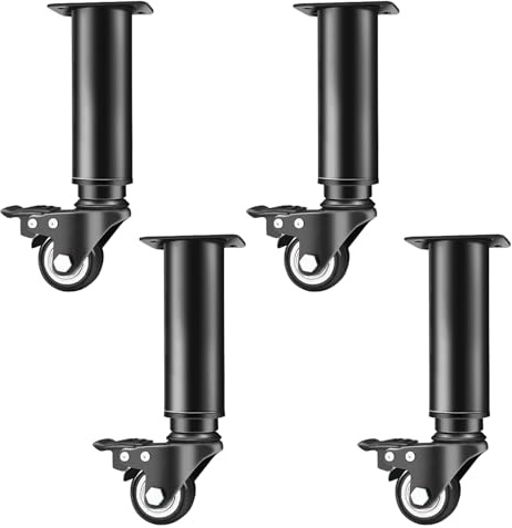 SXKLLYX Lot de 4 Pieds de Meubles Mobiles à roulettes, Pieds de Canapé, Pieds de Table Réglables pour Tables Basses, Meubles TV, Buffets, Tables Basses et Coiffeuses(Black,24-36cm/9.4-14in)