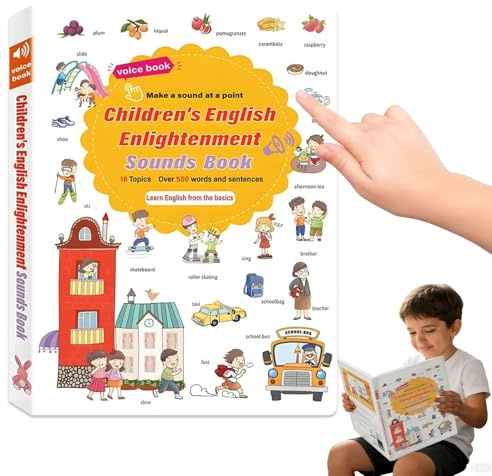 500-Word Audio Learning Book, English Words Sound Book, 500+ Words Talking Interactive Audio Books for Early Learning English for Kids Toddlers 3 4 5 6 Years Old, Learn 18 Daily Topics Vocabular