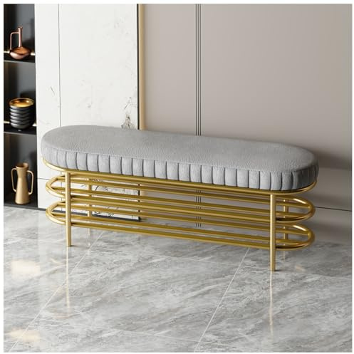 Romyqpipy Moderne Schuhbank Platzsparend – Schuhregal-Bank mit Polster, Goldener Metallrahmen, Gepolsterte Bank für Diele, Flur, Badezimmer Und Wohnzimmer. Belastbarkeit: 200 Kg