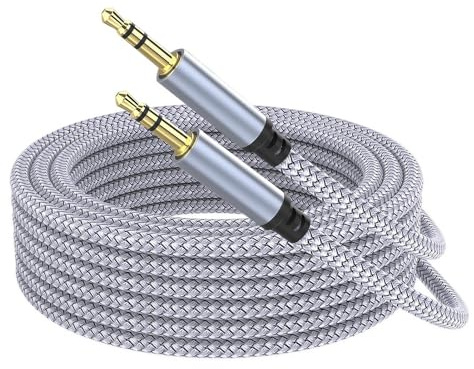 Liravonte 3.5mm to 3.5mm Audio Cable, 3.5mm Aux Cable, Sliver Auxiliary Audio Cable, Nylon Braided Stereo Mini Jack Male to Male Headphone Cord Auxiliary Aux Audio Cable