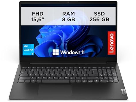 Lenovo Portátil profesional V15 G5 IRL de 15,6 pulgadas Full HD con procesadores Intel i3, 8 GB de RAM DDR5 y 256 GB de memoria SSD, Windows 11 Pro – Negro