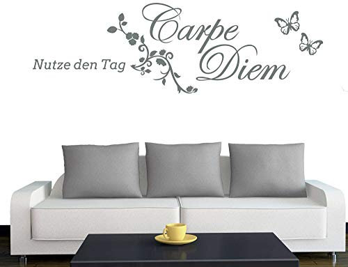A604 Wandtattoo Carpe Diem 120cm x 37cm grau (erhältlich in 40 Farben und 4 Größen)