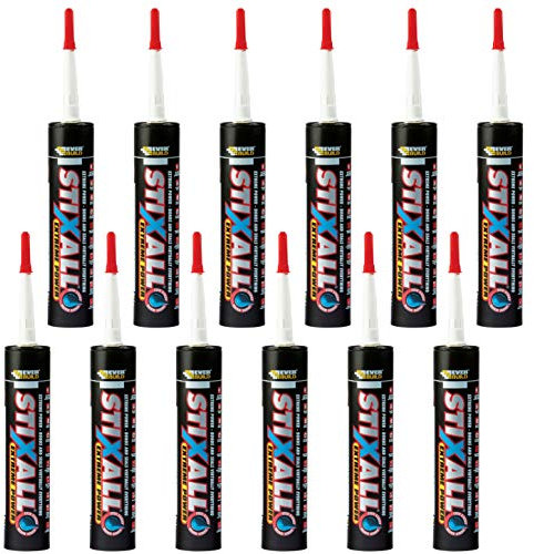 12 x Black Everbuild Stixall MS Polymer Grab Sealant Adhesive - 290ml