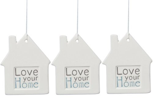 Hänger - Love Your Home - Deko Fensterhänger Porzellan weiß 3er Set