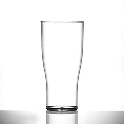 Plastic Pint Glasses 48 Pack - Tulip Pint Glass 20oz | Catering Quality | Reuse 1000 Times | Virtually Unbreakable - Tough Polycarbonate