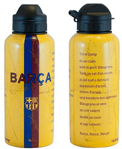 Alusport Bottles FCB Himno Botella Deportiva de Aluminio, Hombre, Amarillo, 0.4 l