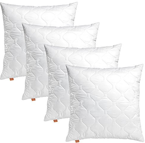 sleepling 4er Set Kissen 40x40 cm, Sofakissen, Kissenfüllung, Zierkissen für Allergiker, Deko Kissen Füllung 40 x 40, Ökotex, waschbar bis 60 Grad, Made in EU, Komfort 100