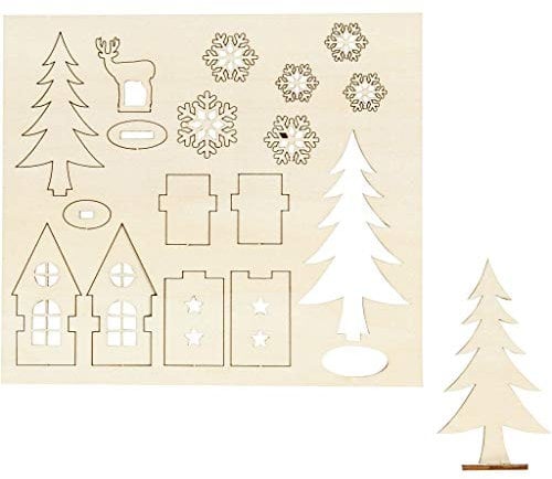 Creativ Selbstaufbaufiguren Hausbaum Rehe L: 15,5 cm B: 17,5 cm Sperrholz 1 Stück Stärke 3 mm