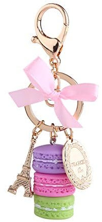 Hilitand 1pc Schlüsselanhänger Bunte Nette Legierung Macaron Eiffelturm Schlüsselbund Schlüsselbund Zubehör für Auto Dekoration oder Tasche Anhänger(Lila)