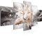 Runa Art - Bilder Blumen Lilien 200 x 100 cm 5 Teilig XXL Wanddekoration Design Grau Beige 020151c