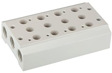 RIEGLER 116248-5520.03-14 Mehrfach-Grundplatte f. 5/2-5/3-Wegeventile, 3 Pos., G 1/8, G 1/4, 1Stk