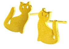 Edelstahl Ohrstecker Katzen Stecker golden Ohrringe