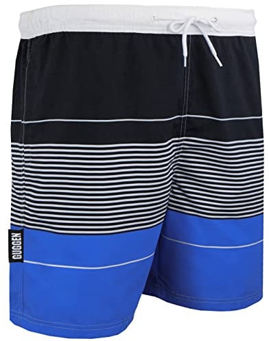 GUGGEN Mountain Badehose für Herren Schnelltrocknende Badeshorts 880 mit Kordelzug Beachshorts Boardshorts Schwimmhose Männer gestreift Farbe Blau gestreift XXL