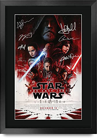 HWC Trading Star Wars The Last Jedi A3 Gerahmte Signiert Gedruckt Autogramme Bild Druck-Fotoanzeige Geschenk Für Filmfans