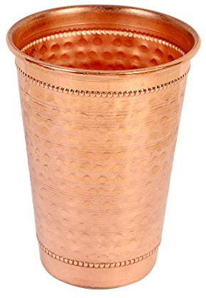 TreegoArt Gehämmertes großes Glas Kupferbecher, Trinkgeschirr 500ml