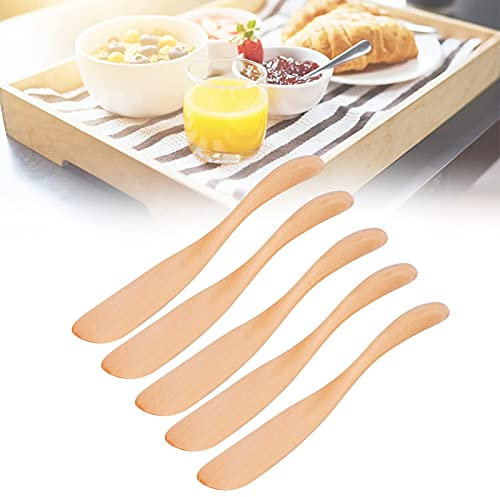MOUMOUTEN Buttermesser Holz, Honiglöffel,5 Stück Butter Spreader,Buttermesser Klein für Marmelade Käse Erdnussbutter