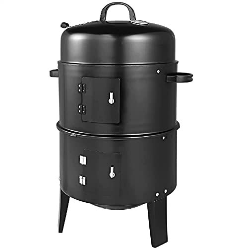 Fit4home Barrel Outdoor Charcoal BBQ Grill 3 in 1 Smoker Grill - Great For Garden, Patio, Camping or Outdoor Picnics - Small and Portable Barbecue with Thermostat | CJ0049