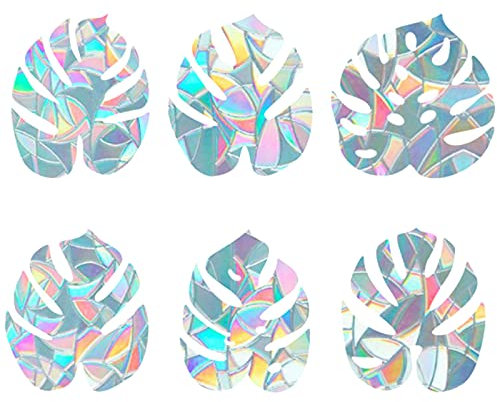 GORGECRAFT Leaf Window Clings Static Rainbow Glass Stickers Anti-Collision Alert Bird Window Decals Sun Catcher St Patrick's Day Decorations Non Adhesive Prismatic Vinyl for Prevent Birds（6PCS