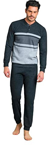 Enrico Coveri Pigiama Uomo Invernale, Pigiama Uomo in Caldo Jacquard, Pigiama Uomo Felpato, Caldo e Confortevole, Pigiama Uomo Invernale (XXL, 2072 Antracite)