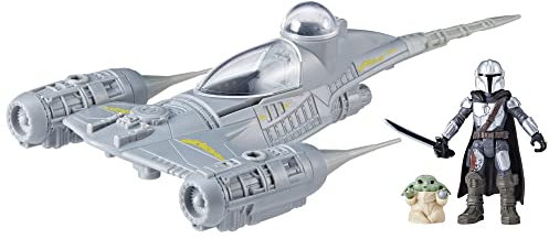 STAR WARS Mission Fleet Mando's N-1 Starfighter, Grogu & Mandalorian Action Figure Set, Ships, Toys for 4 Year Old Boys & Girls