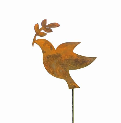 D&L Lasertec Edelrost Gartenstecker Friedenstaube Rost, Gartendekoration, mit Stab