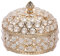 SUMTree Boîte à bijoux en cristal avec couvercle, organiseur décoratif avec base en miroir, boîtes à souvenirs rondes pour décoration d'intérieur, organiseur de bijoux doré pour bagues, boucles