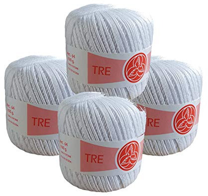 filato Tre Ali, gomitoli da 100g titolo 5 per maglieria e amigurumi (4X bianco N5)