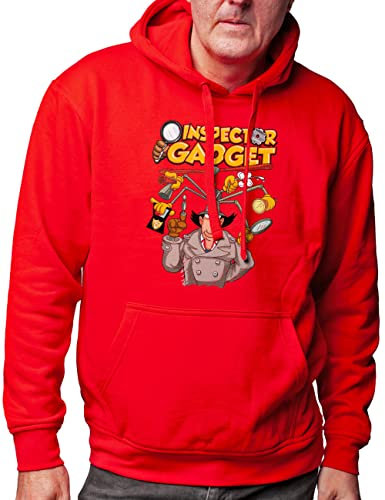 Camisetas EGB Sudadera Adulto/Niño Inspector Gadget Ochenteras 80´s Retro Comic Tallas Especiales (Rojo, M)