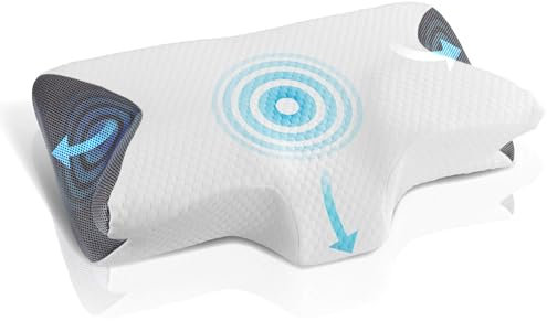 Maximex Seitenschläferkissen mit Arm-Komfortzone, Viskoelastisches Stützkissen passt Sich dem Körper an, Komfortables Nackenstützkissen für Seiten- & Rückenschläfer, Inkl. 2 Kissenbezüge