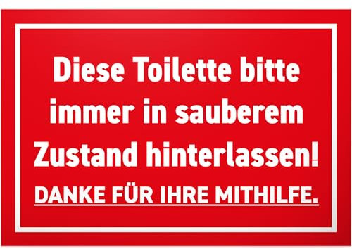 DankeDir! Toilette in sauberem Zustand hinterlassen - Schild 30 x 20 cm - Gäste WC Herren Deko witzig Türschild Wand Gästetoilette - lustig Klo Schild WC Schild zum aufhängen Kloschild