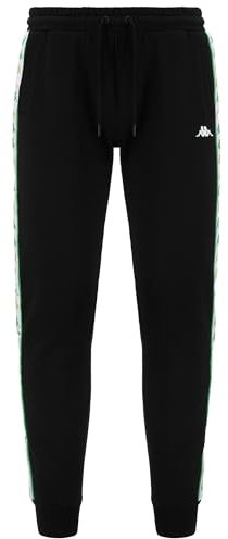 Kappa 222 Band Alanzi 2 – Hose – Sporthose – Herren – schwarz-weiß-grün Dusty, Schwarz-Weiß-Grün Dusty (A0d)