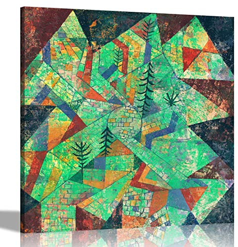 Artley Prints - The Forest Construction by Paul Klee Leinwand-Kunstdruck, moderne quadratische Drucke, Expressionismus-Kunstwerk für Wohnzimmer, Schlafzimmer, 60 x 60 cm