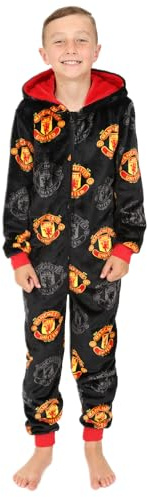Manchester United Football Club Jungen Fleece-Schlafanzug Kinder, Schwarz , 8-9 Jahre
