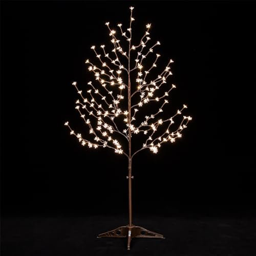 Tybeeu Árbol de cerezo iluminado de 5 pies con luces LED blancas cálidas para decoración de día festivo, regulable, certificado UL, impermeable IP44, ideal para decoración de interiores y exteriores