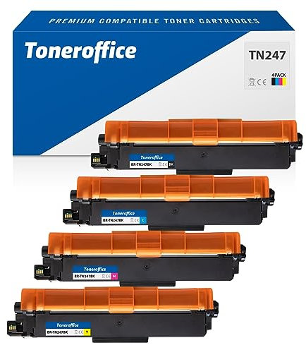 TN-247 BKCMY Toner Multipack 4er-Set für Brother TN-247 BKCMY Tonerkartusche Kompatibel 1x Schwarz (ca. 3000 Seiten) 1x Cyan (ca. 2300 Seiten) 1x Magenta (ca. 2300 Seiten) 1x Gelb (ca. 2300 Seiten)