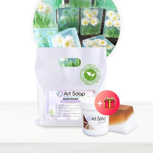 ArtSoap KariSoap - Base para Jabones Artesanos con Manteca de Karité 1 kg Blanco con Colorante en Chocolate de Regalo, Bases para la creación de jabones fácil, segura y versátil, Base para Jabón