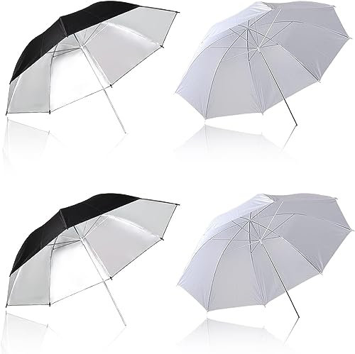 [4 Pack] Photography Umbrella Lighting Kit,43 & 33 Translucent White Soft Umbrella & Silver Reflector Umbrella KIt for Studio/Outdoor Photo and Video Lighting Accessories, Whole Set for Photography…