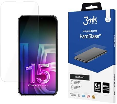 Gehärtetes 9H Displayschutzglas für iPhone 15 Pro Max - 3mk HardGlass