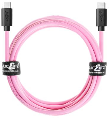 JuicEBitz Phone Charger Cable, USB C to USB C Cable 0.5m, USB Cable, 480mbps, Fast Charger USB C Compatible with Samsung Galaxy, Google Pixel, iPad, LG, Huawei, iPhone 15 + More, Pink