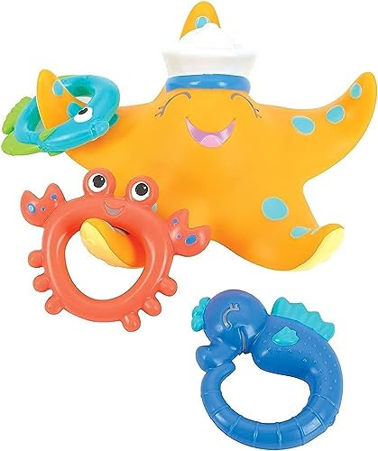 Nuby – Badespielzeug Seestern mit 3 Ringen – Baby und Kinder Wasserspielzeug – Sicheres Badewannespielzeug Kleinkinder – 18+ Monate