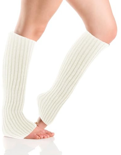 ALLY-MAGIC Leg Warmers, Long Leg Warmer for Women and Girls, Knit Ankle Leg Warmers for Winter, Crochet Boot Cuffs, Leg Socks Y9MXBNWT (White)