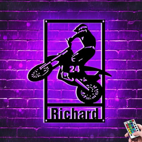 ASD Jewerly Custom Motocross Rider Decor Neon Schild, personalisiertes Motorrad -Metallschild mit LED -Nachtleuchte -Dekor -Wandkunst, Weihnachtsgeburtstag Geschenk