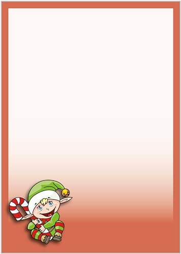 Briefpapier Wichtel DIN A4 - Papier Weihnachten - 20 Blatt - Motiv Nr. 024 | 160g/m²