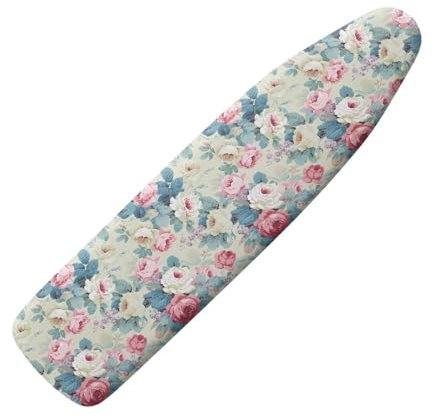 Poceacles Bügelbrettbezug mit Rosen-Blumendruck, für Standard-Bretter, wärmereflektierend und schmutzabweisend, Bügelzubehör mit Klettverschluss