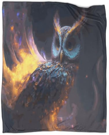 Outdoor-Spieldecken im Frühling, Tier-Eule, Plüsch-Überwurf, ultraweiches Flanell-Fleece, bedruckt, warm haltende Decken, 127 x 152 cm