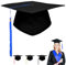 YOUYIKE Master Abschluss Hut, Absolventenhut mit Blau Quaste, Verstellbar (48-58 cm) Graduation Hat, Doktorhut für Abschlussfeiern vom Studium, Universität, Hochschule Graduation Geschenk